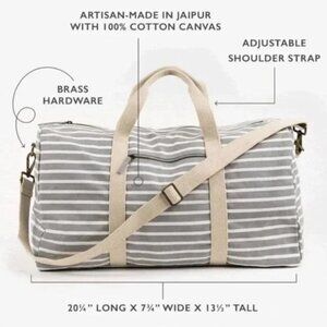 Striped Tote Bag with Cream Handles